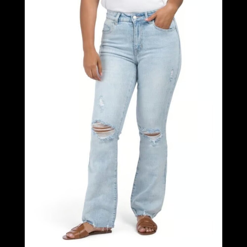 O.A.T. New York women’s distressed bootcut jeans